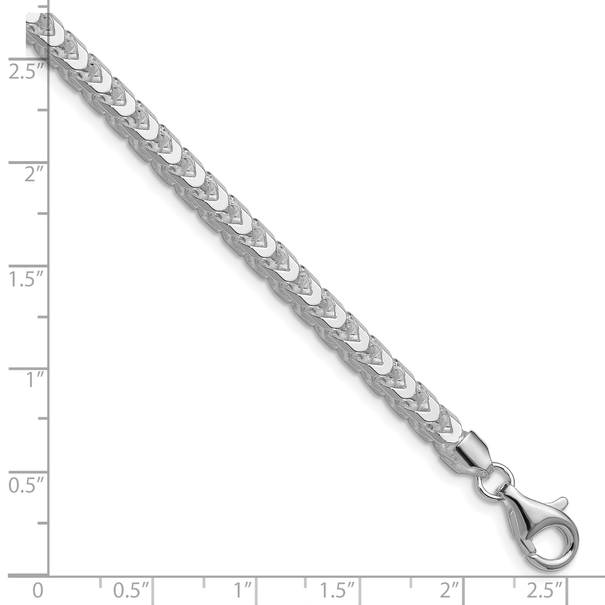 Sterling Silver Rhodium-plated 4mm D/C Square Franco Chain