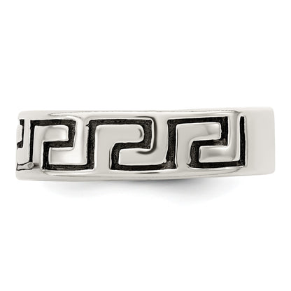 Sterling Silver Antiqued Greek Key Ring