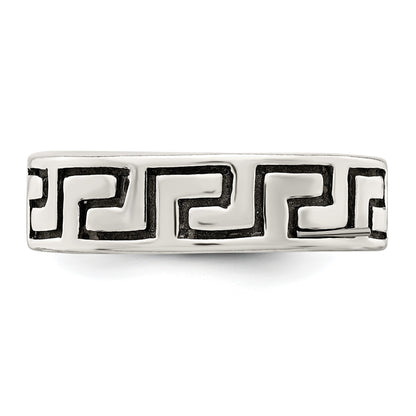 Sterling Silver Antiqued Greek Key Ring