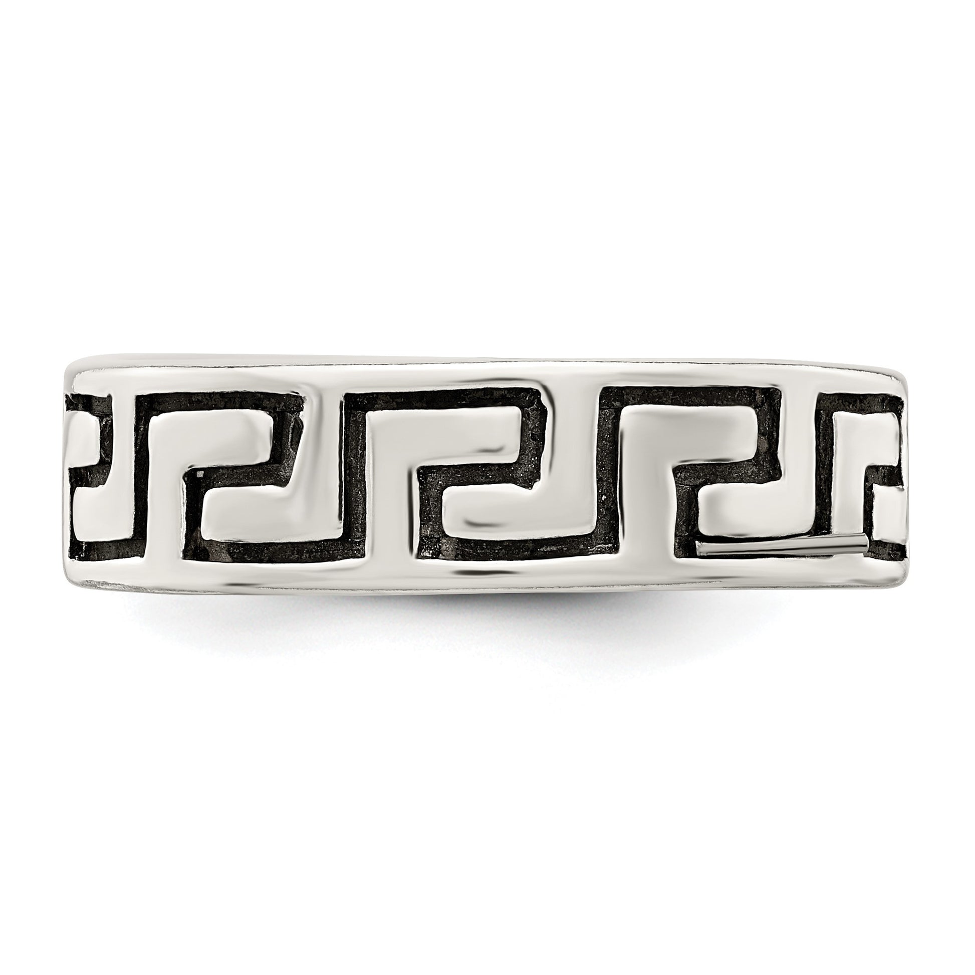 Sterling Silver Antiqued Greek Key Ring