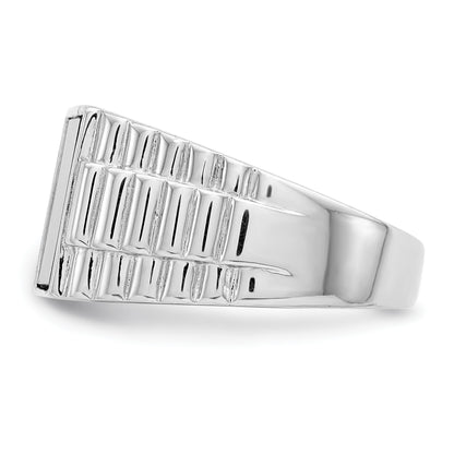 Sterling Silver Rhodium-plated Men's Onyx Ring
