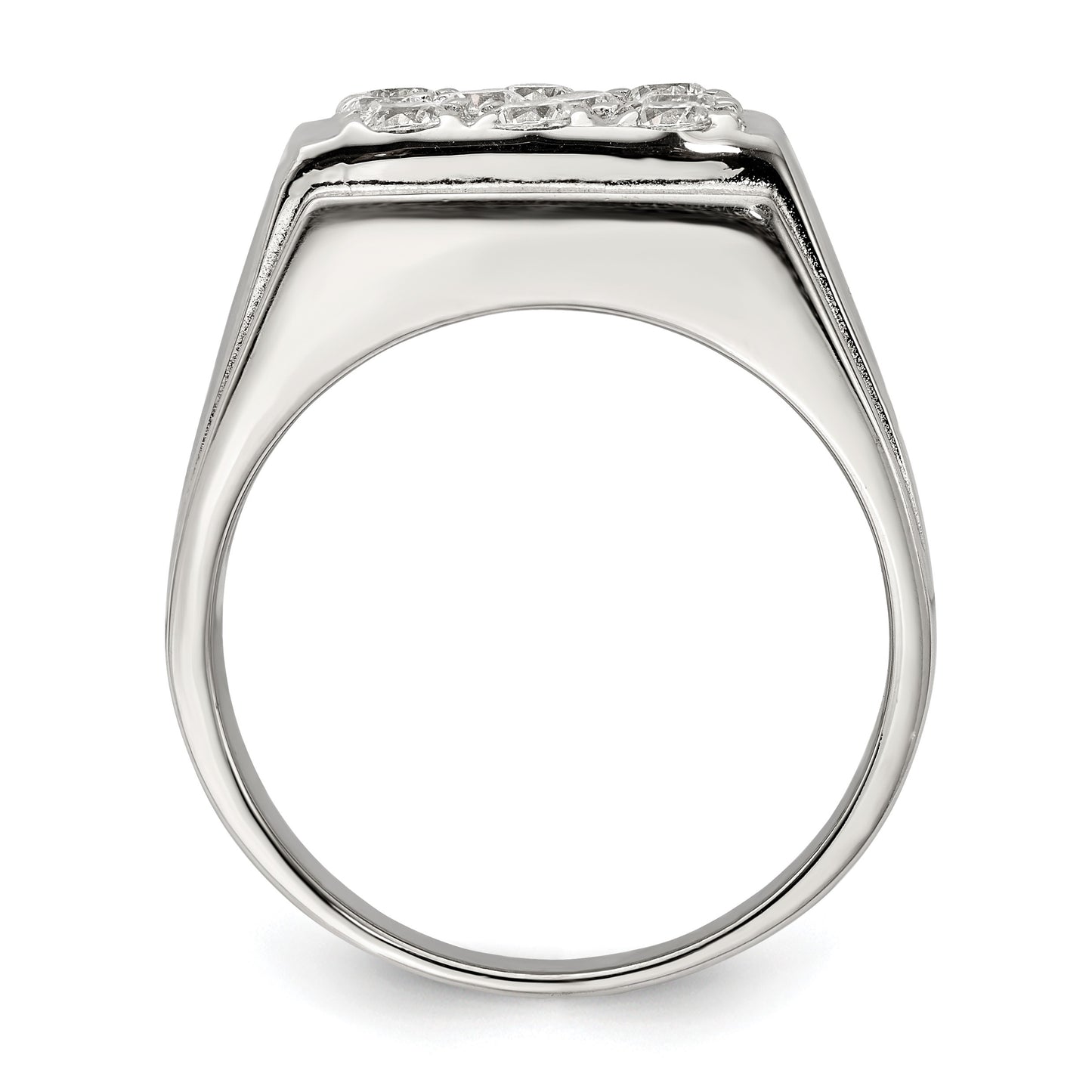 Sterling Silver Rhodium-plated Men's CZ Ring
