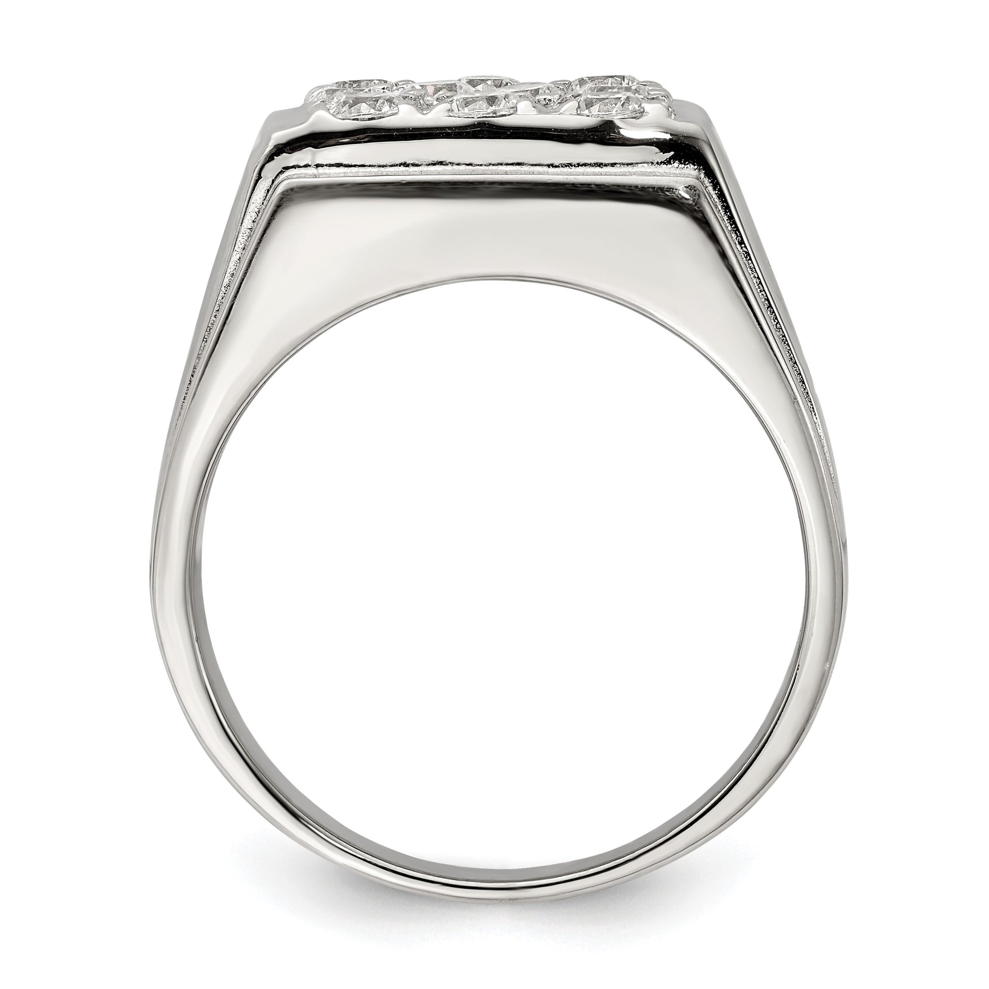 Sterling Silver Rhodium-plated Men's CZ Ring