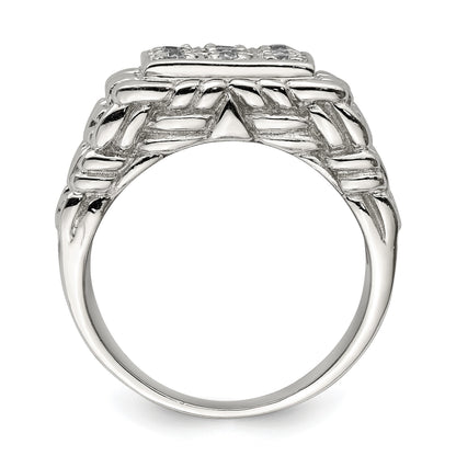 Sterling Silver Rhodium-plated Men's CZ Ring