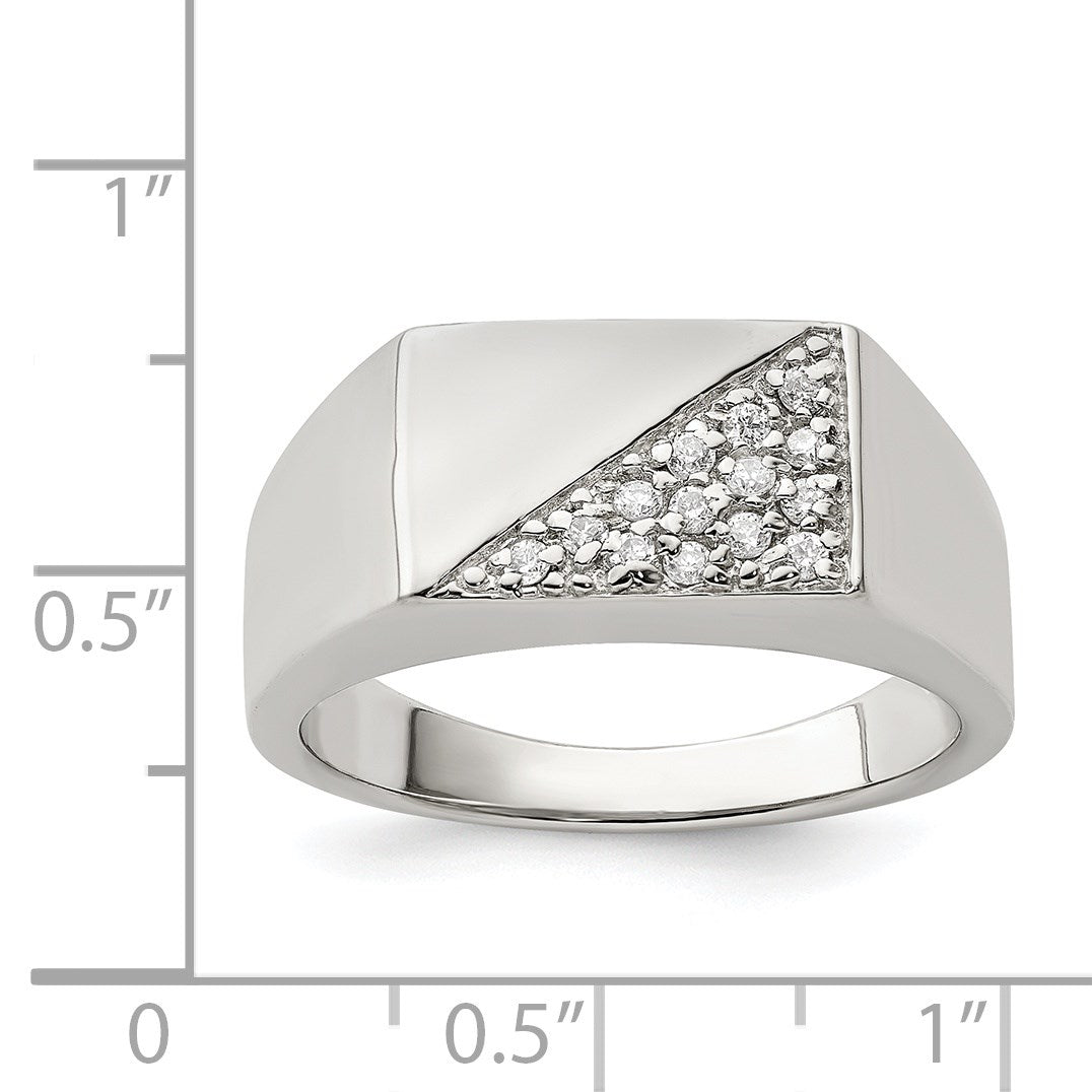 Sterling Silver Rhodium Plated Men's CZ Fashion Ring