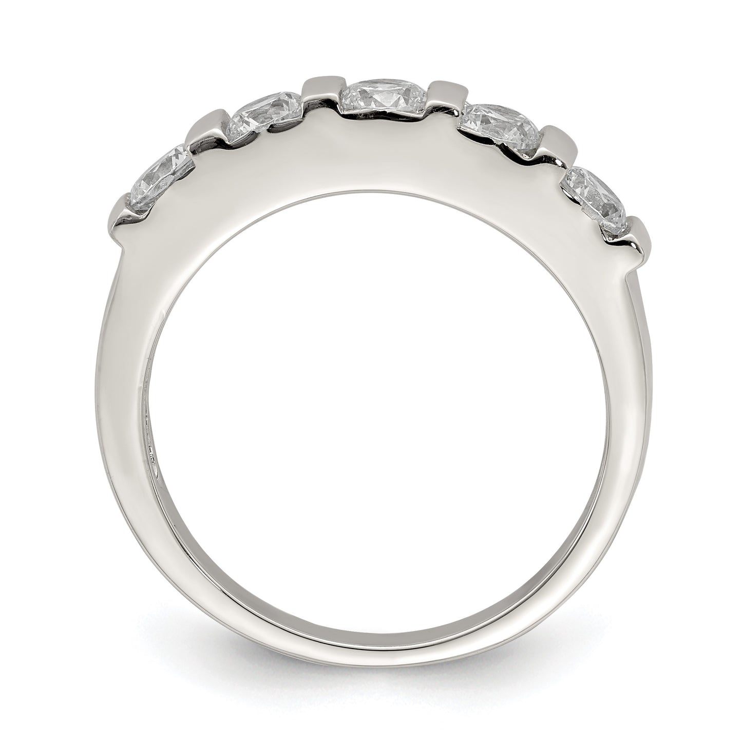Sterling Silver Rhodium-plated CZ 5-Stone Ring