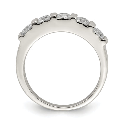 Sterling Silver Rhodium-plated CZ 5-Stone Ring
