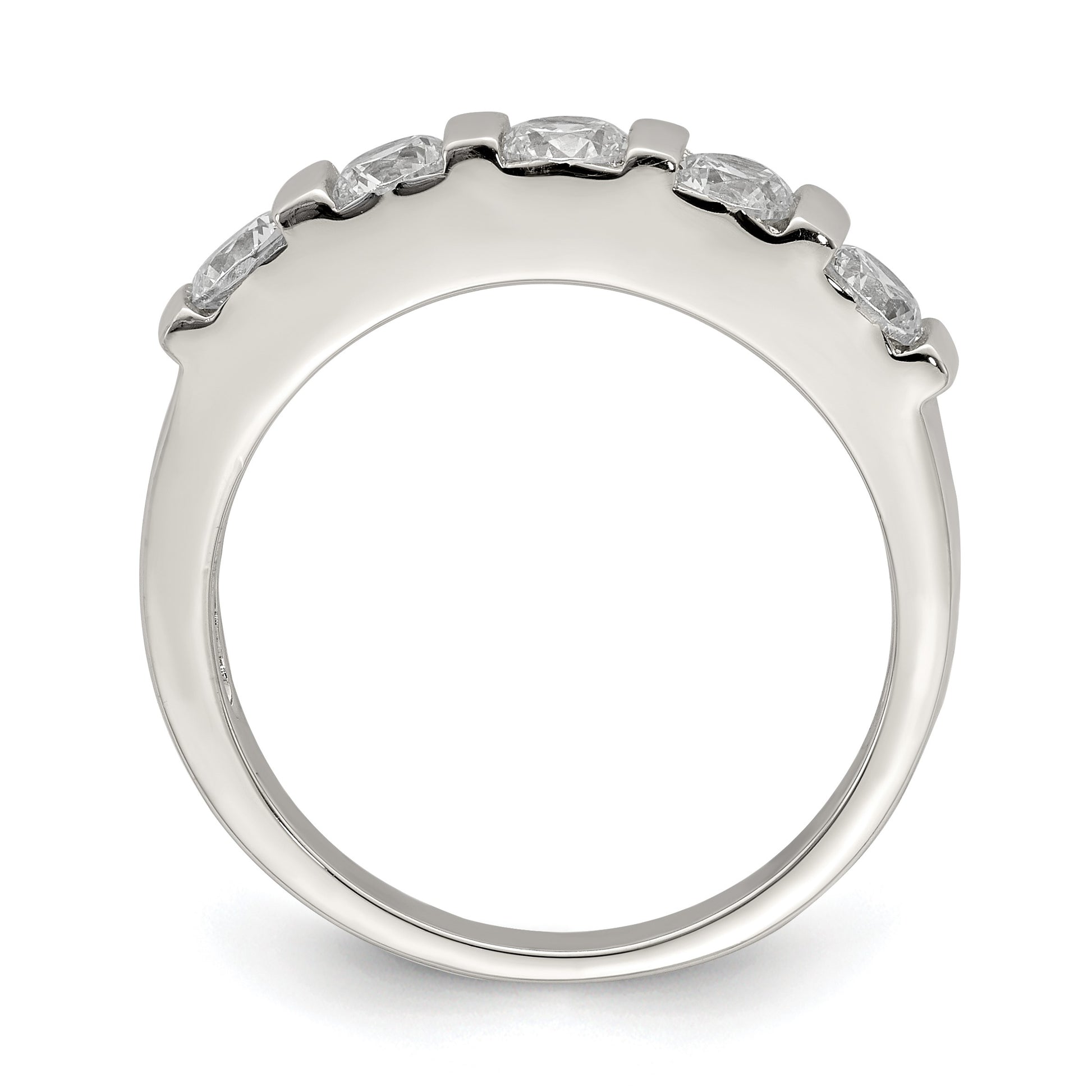 Sterling Silver Rhodium-plated CZ 5-Stone Ring