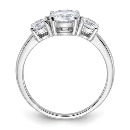 Sterling Silver Rhodium-plated 3 Stone CZ Ring