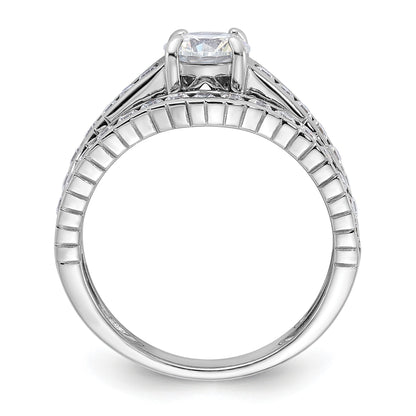 Sterling Silver Rhodium-plated 2-Piece CZ Size 7 Wedding Set Ring