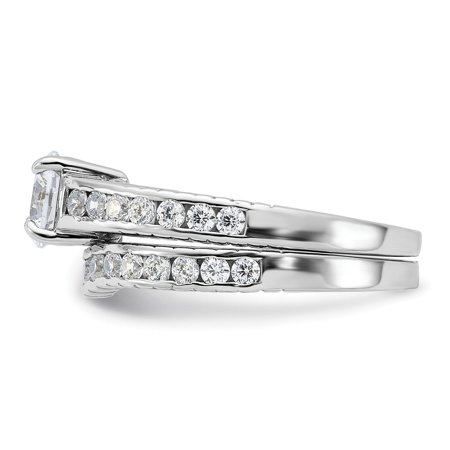 Sterling Silver Rhodium-plated 2-Piece CZ Size 7 Wedding Set Ring