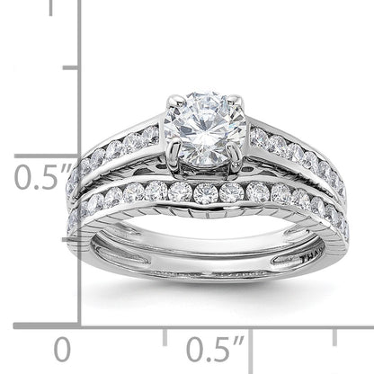Sterling Silver Rhodium-plated 2-Piece CZ Size 8 Wedding Set Ring