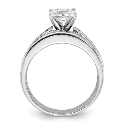 Sterling Silver Rhodium-plated 2-Piece CZ Size 6 Wedding Set Ring