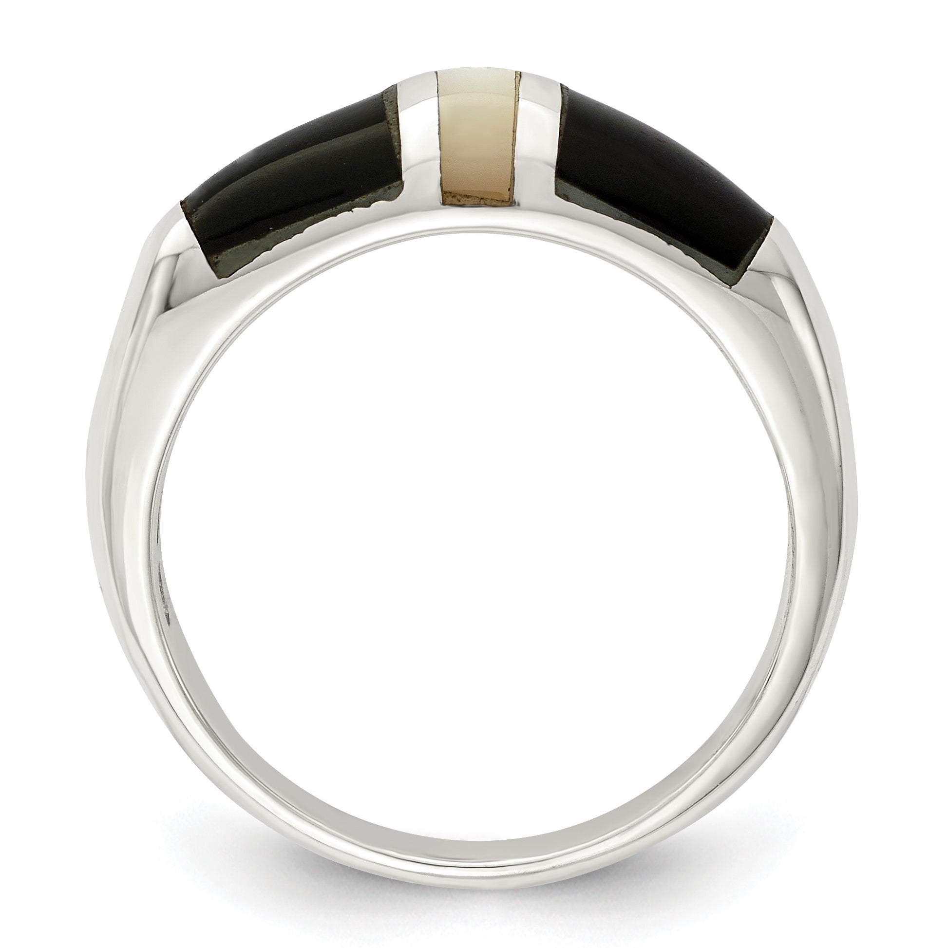 Sterling Silver Onyx & Mother of Pearl Ring
