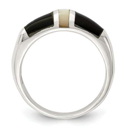 Sterling Silver Onyx & Mother of Pearl Ring