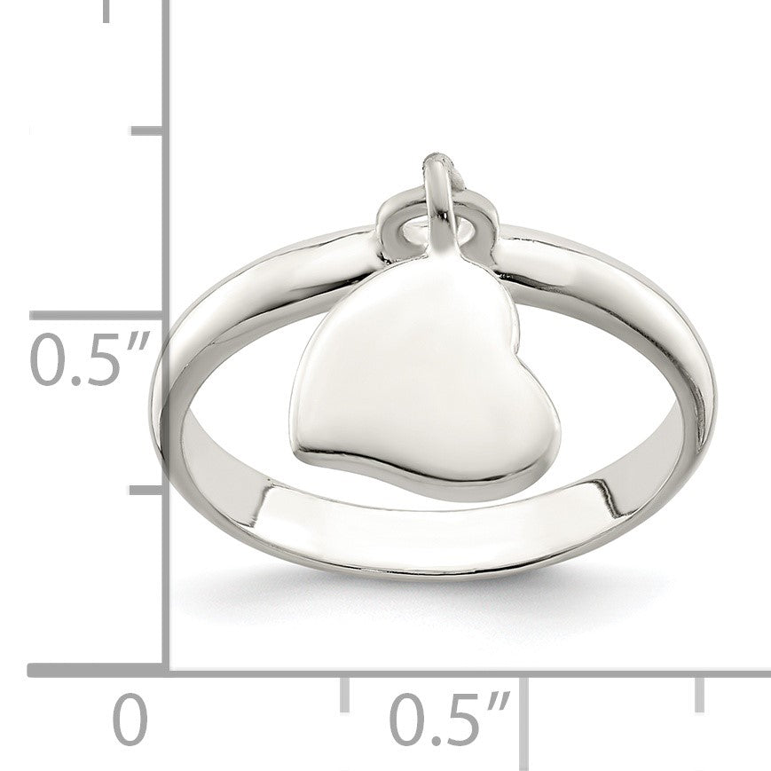 Sterling Silver Dangle Heart Ring