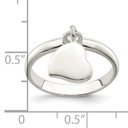 Sterling Silver Dangle Heart Ring