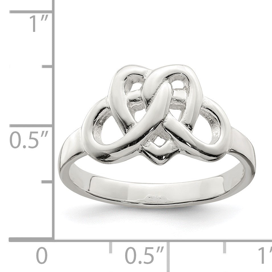 Sterling Silver Fancy Celtic Heart Pattern Woven Ring
