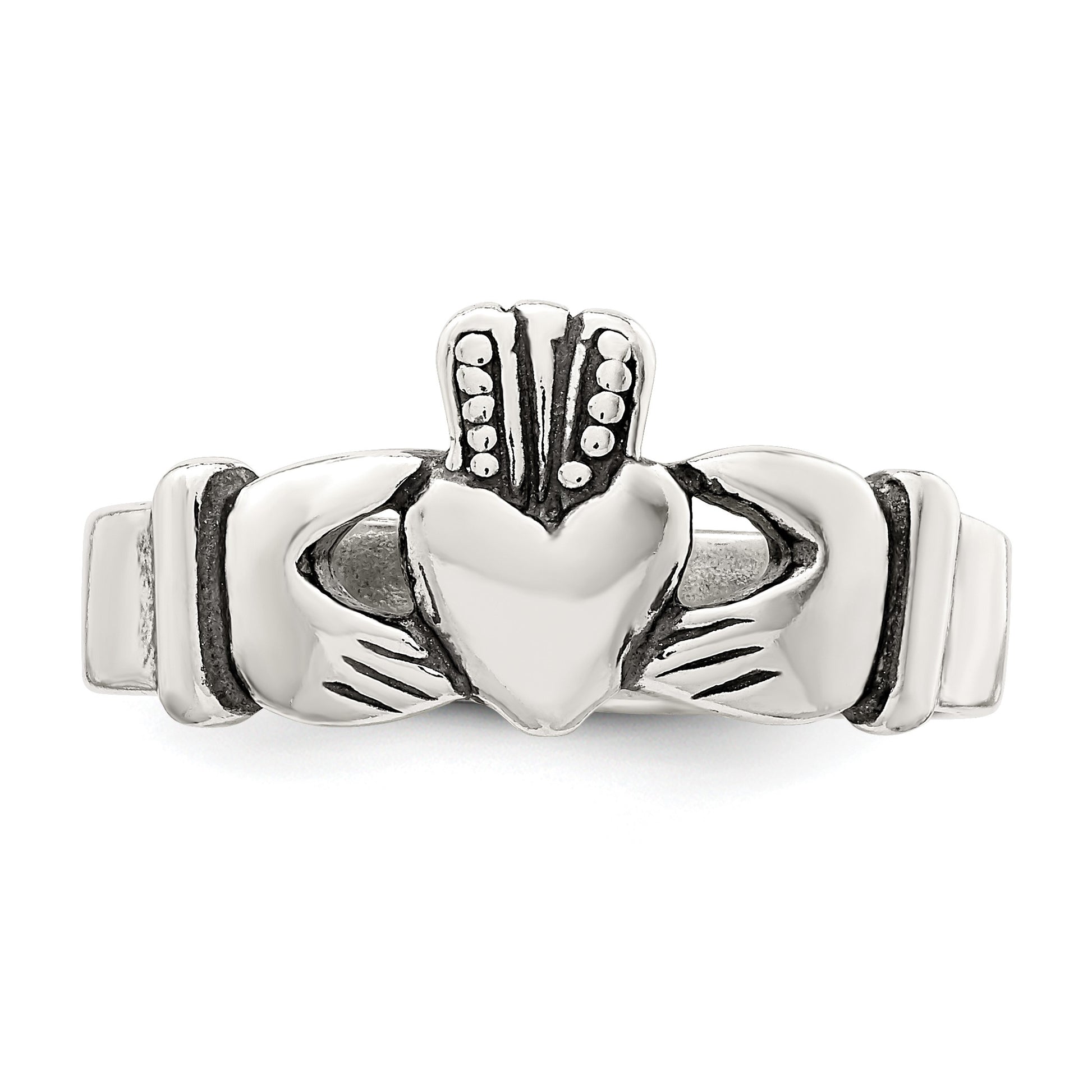 Sterling Silver Antiqued Claddagh Ring