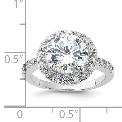 Sterling Silver Rhodium-plated CZ Ring