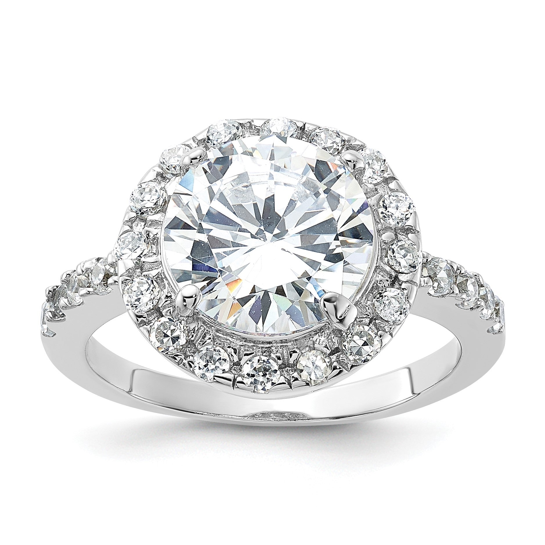 Sterling Silver Rhodium-plated CZ Ring