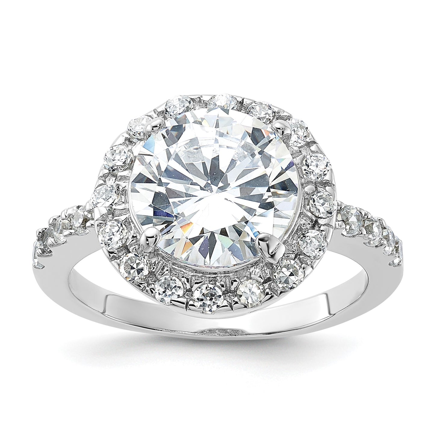 Sterling Silver Rhodium-plated CZ Ring
