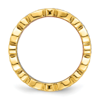 Sterling Silver Vermeil Trio CZ Rings