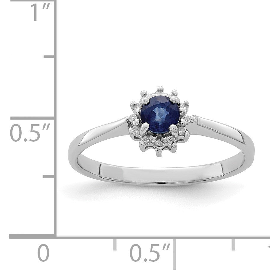 Sterling Silver Rhodium-plated Sapphire & Diamond Ring