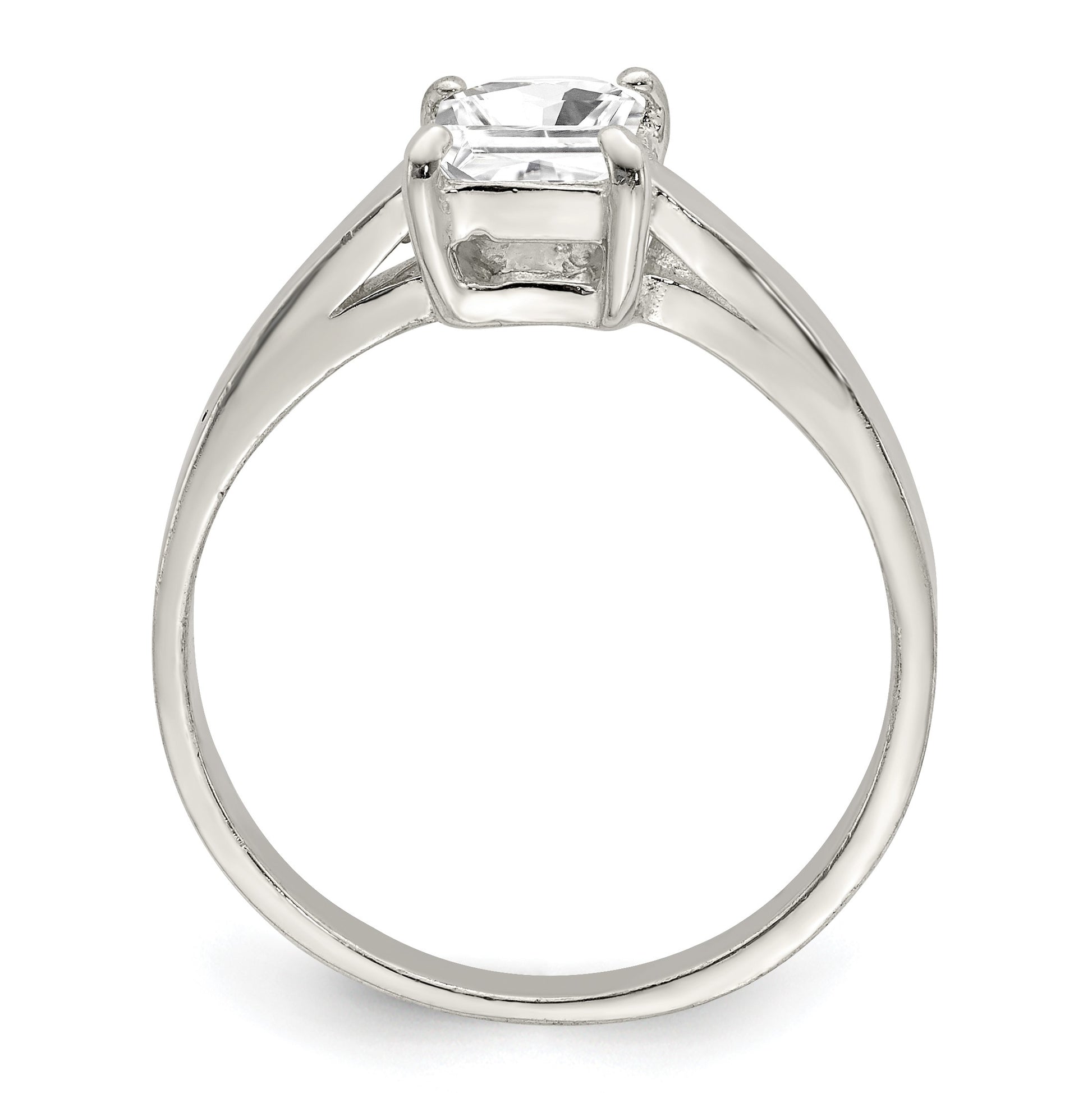 Sterling Silver Solitaire Emerald CZ Ring