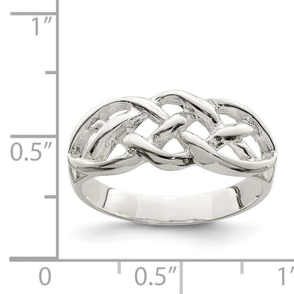 Sterling Silver Polished Woven Celtic Pattern Top Ring