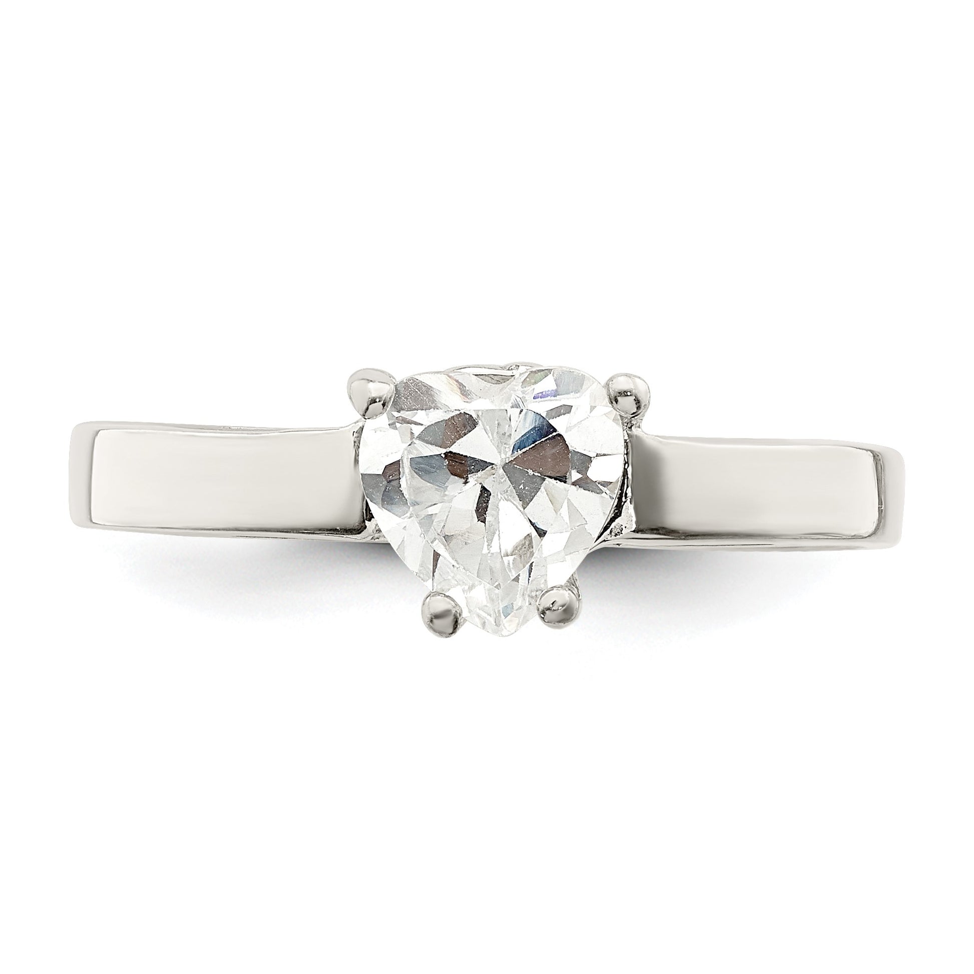 Sterling Silver Solitaire Heart CZ Ring