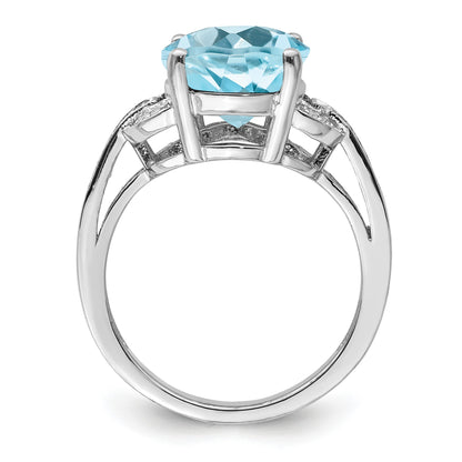Sterling Silver Rhodium Sky Blue Topaz & Diam. Ring