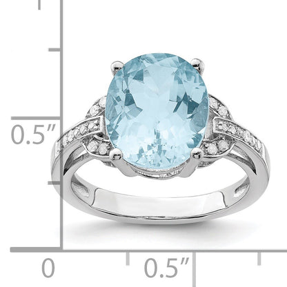 Sterling Silver Rhodium Sky Blue Topaz & Diam. Ring