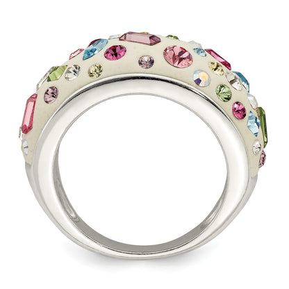 Sterling Silver Stellux Crystal Multi-Color White Ring