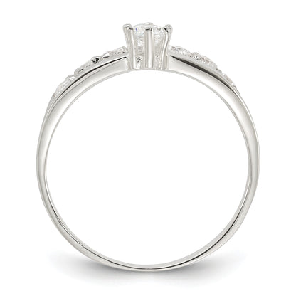 Sterling Silver Row and Solitaire CZ Ring
