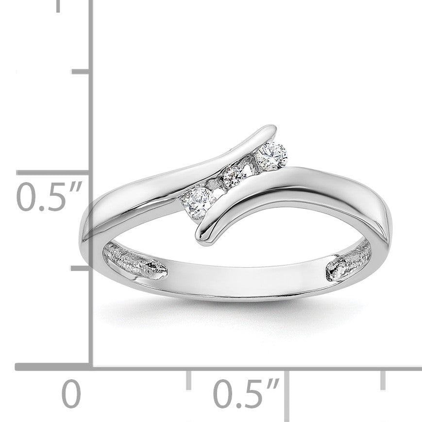 Sterling Silver Rhodium Plated CZ Ring