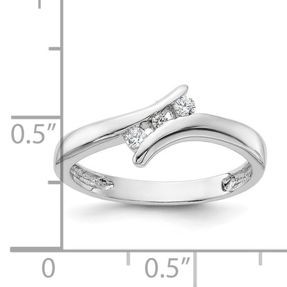 Sterling Silver Rhodium Plated CZ Ring