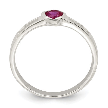 Sterling Silver Red CZ Heart Ring