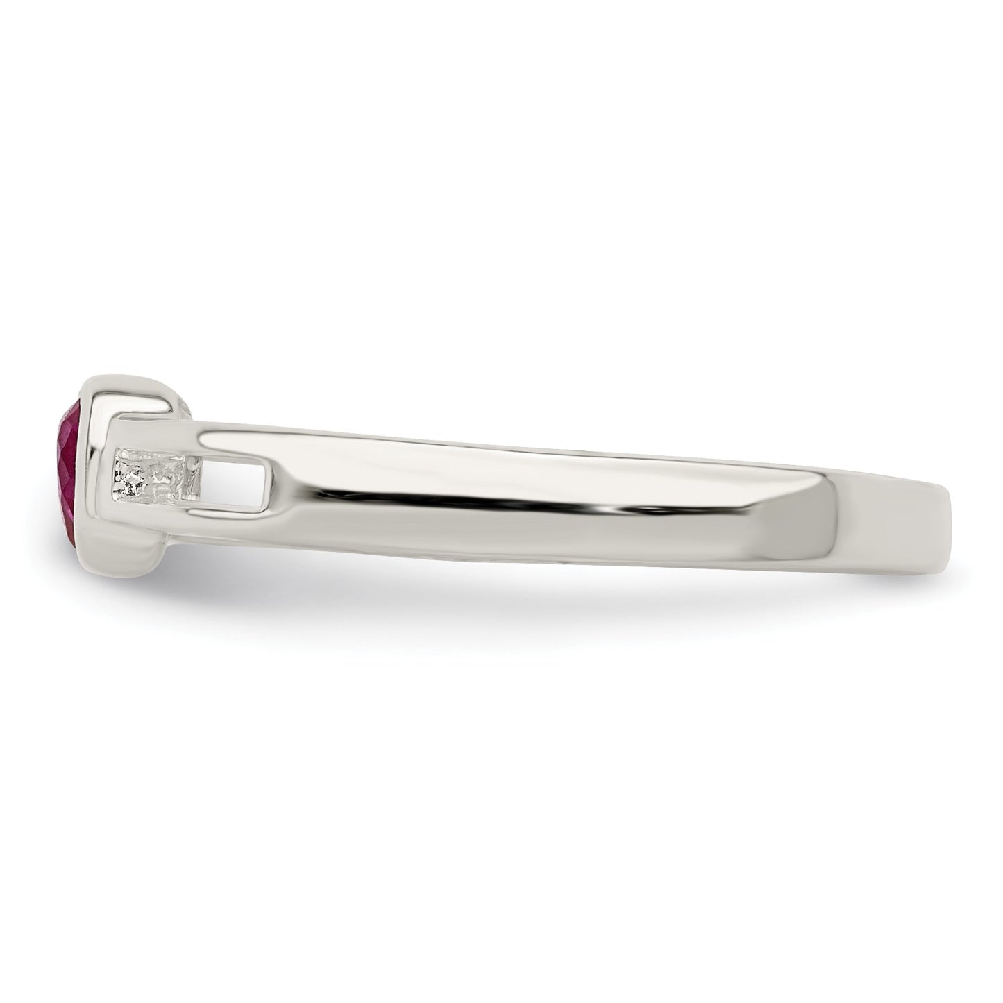 Sterling Silver Red CZ Heart Ring