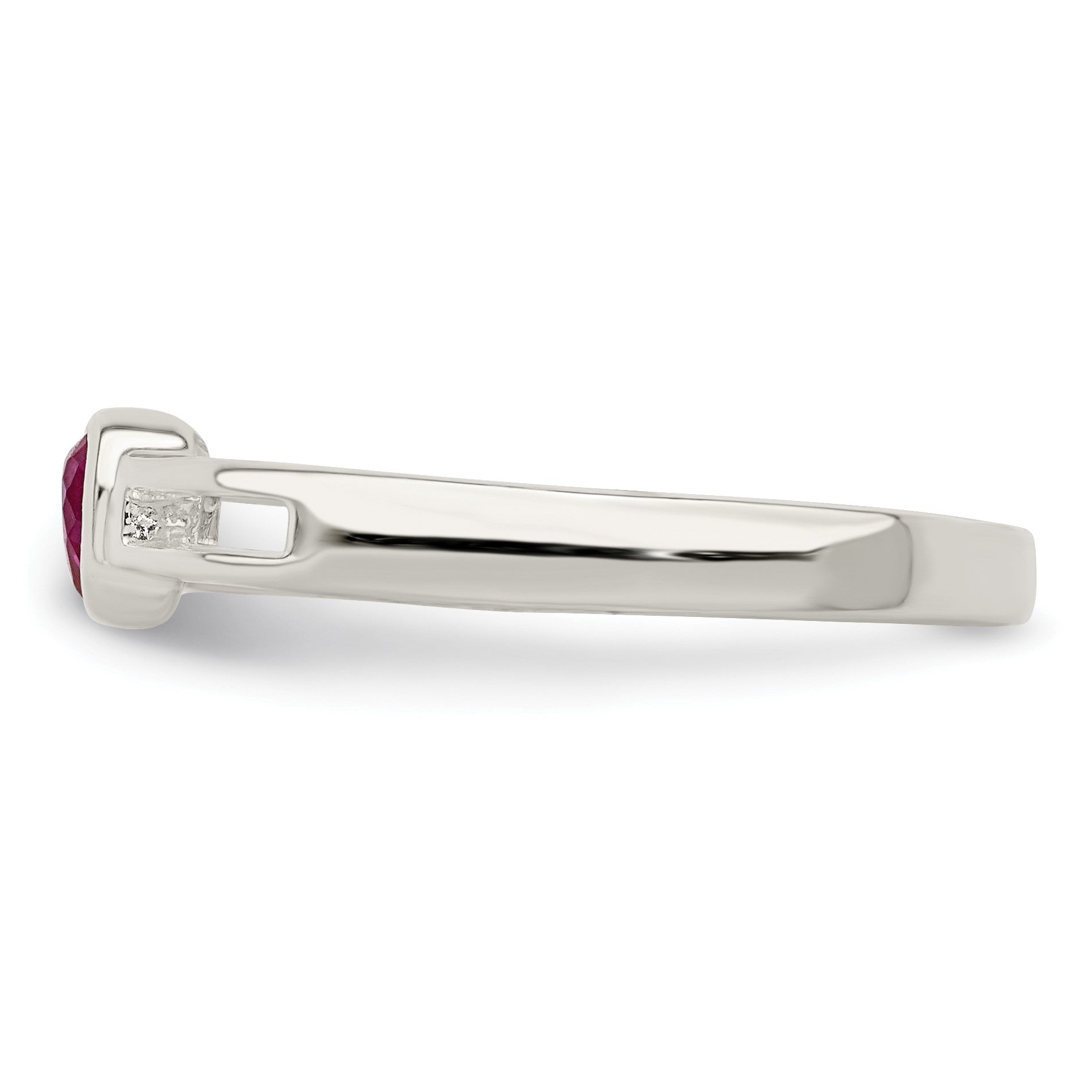 Sterling Silver Red CZ Heart Ring