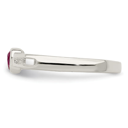 Sterling Silver Red CZ Heart Ring