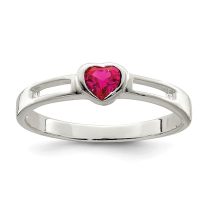 Sterling Silver Red CZ Heart Ring