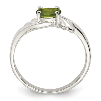 Sterling Silver Lime Green Oval CZ Ring