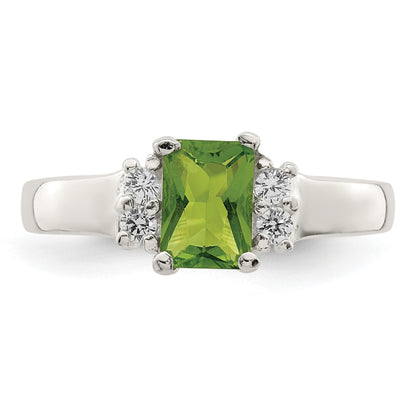 Sterling Silver Lime Green & White CZ Ring