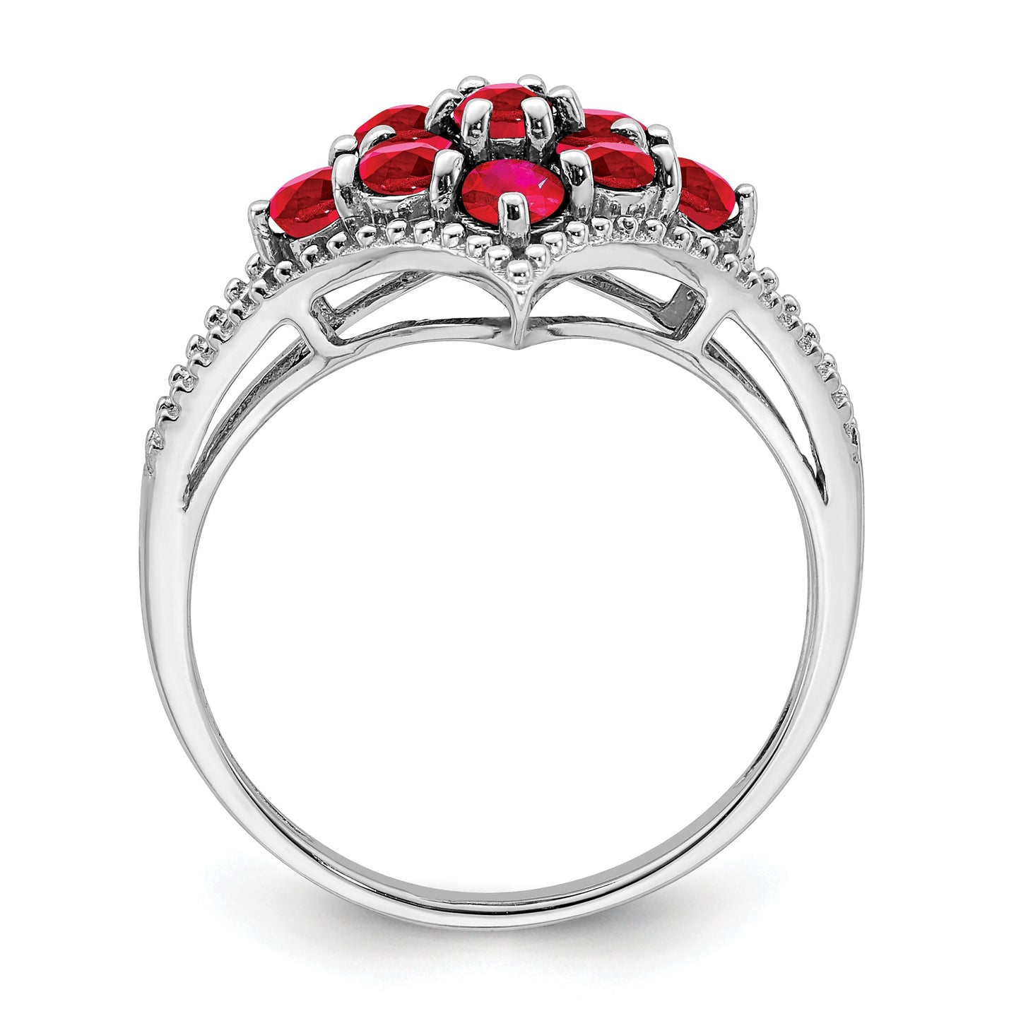 Sterling Silver Rhodium-plated Ruby Ring