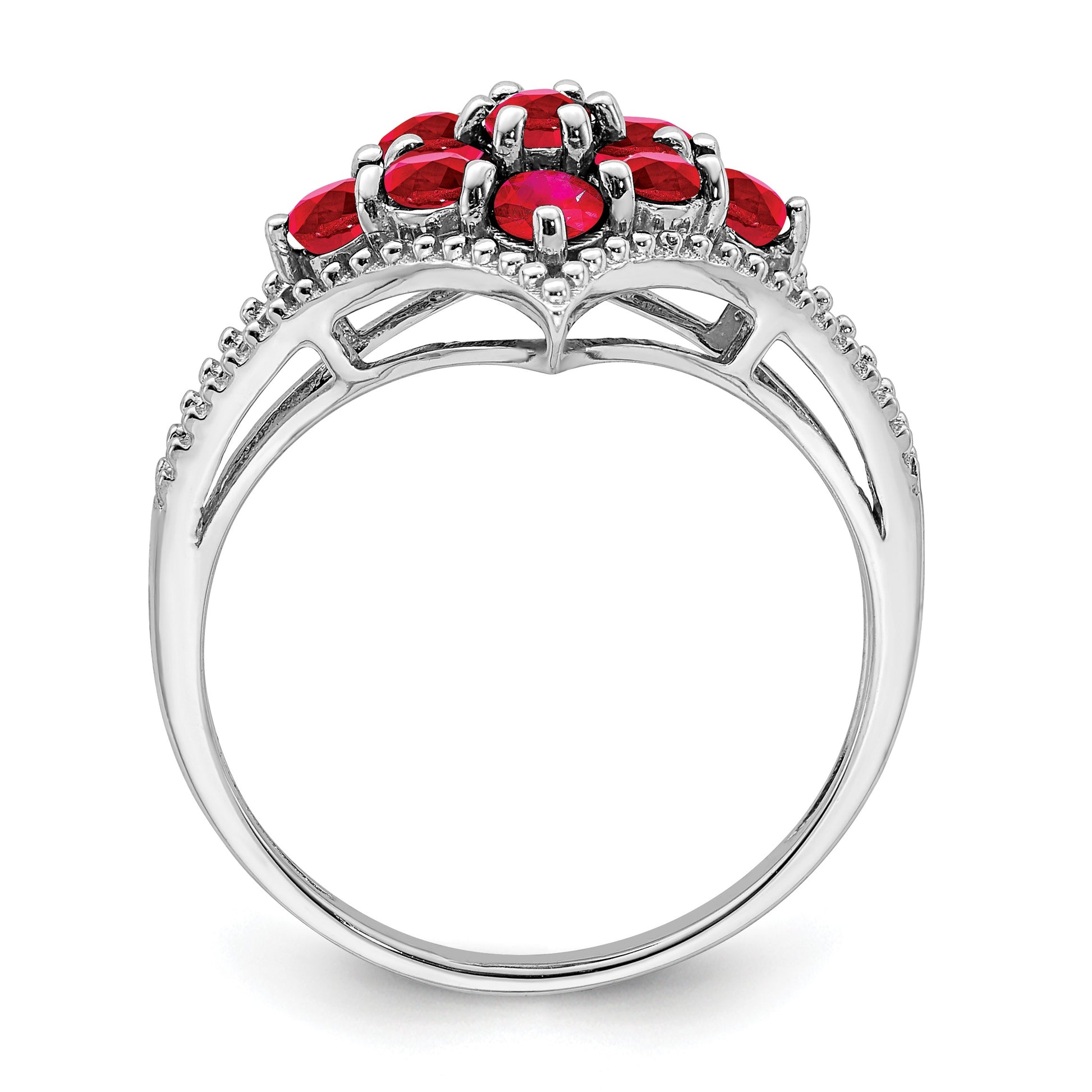 Sterling Silver Rhodium-plated Created Ruby Ring