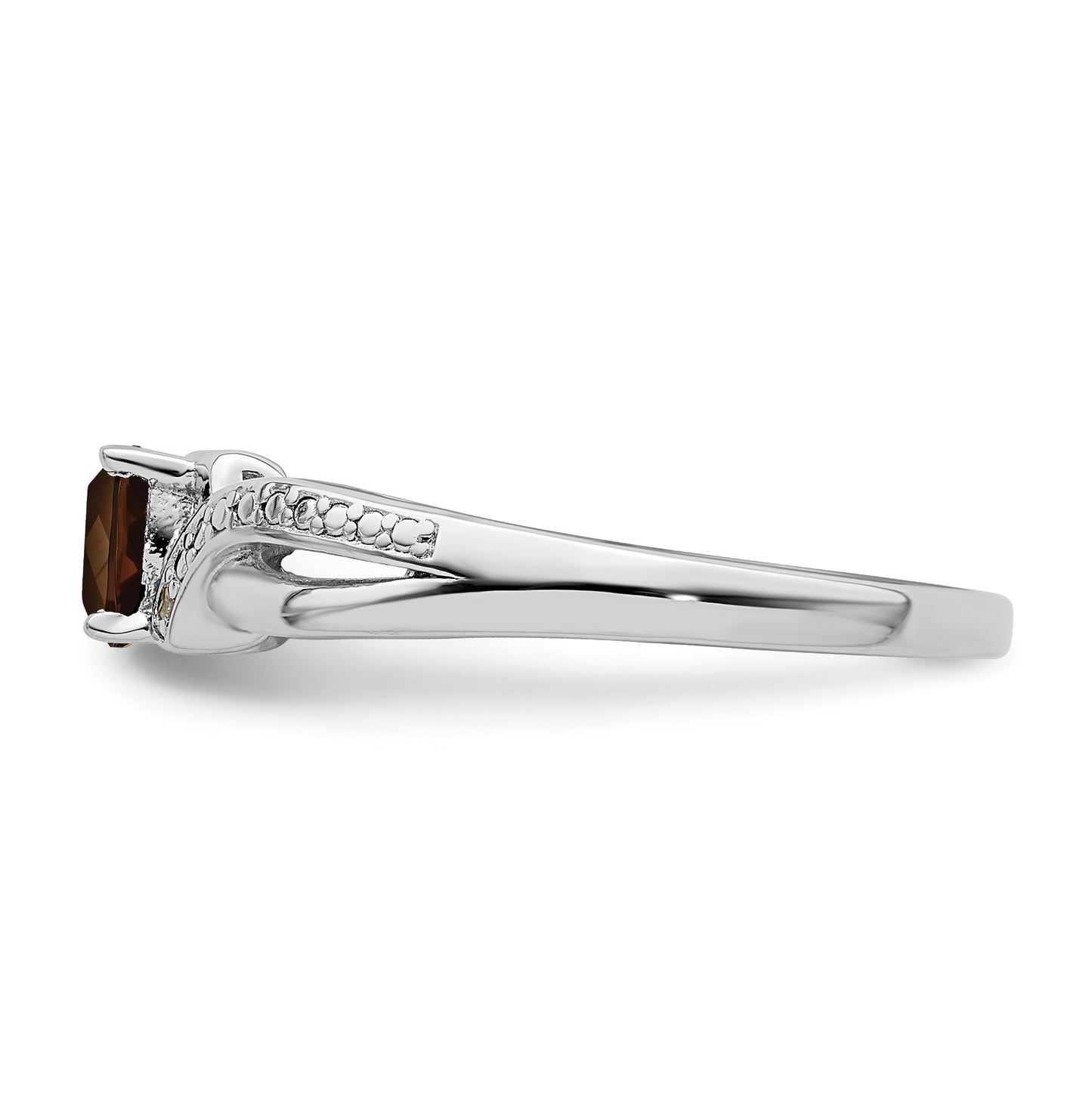 Sterling Silver Rhodium Smoky Quartz Diam. Ring