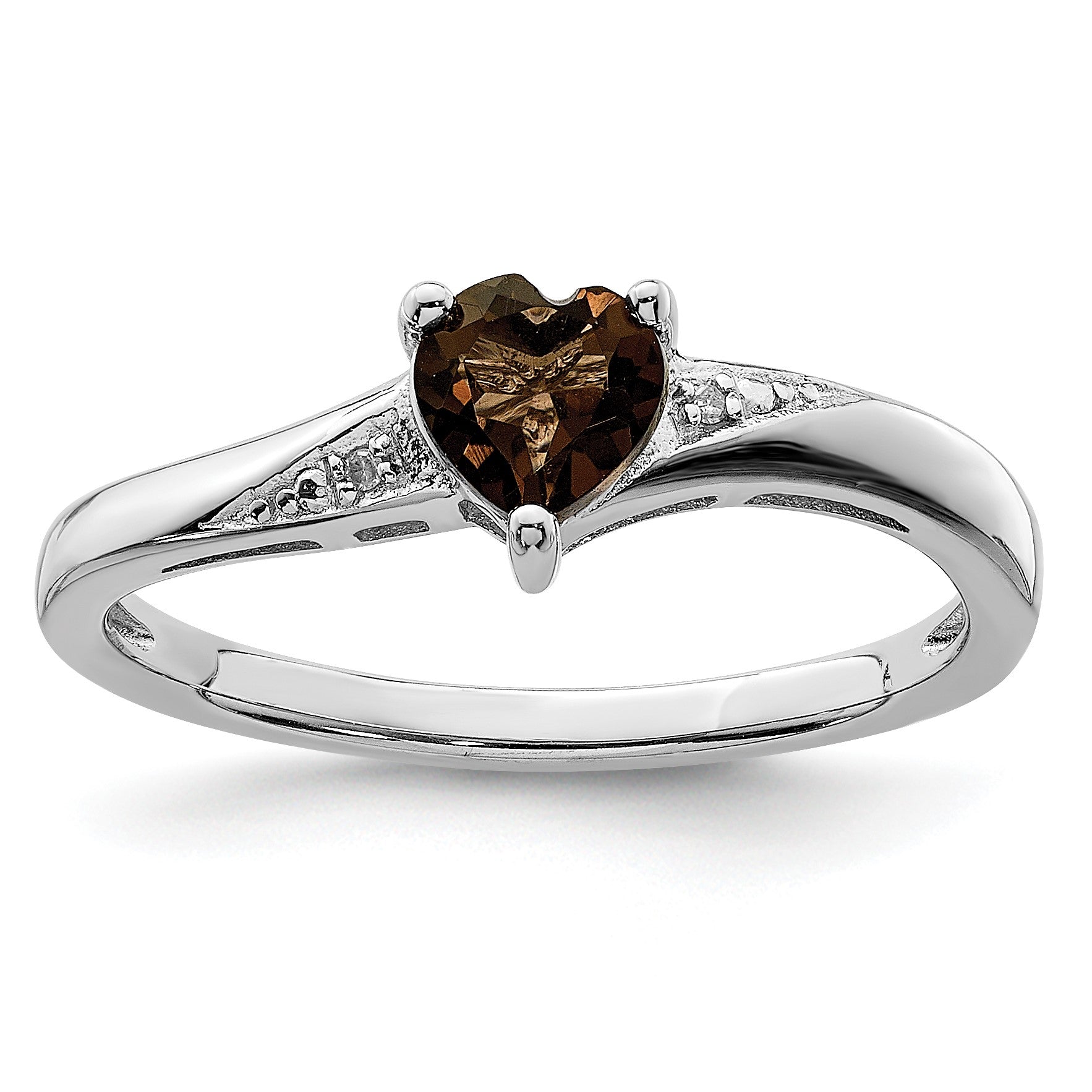 Sterling Silver Rhodium Smoky Quartz Diam. Ring