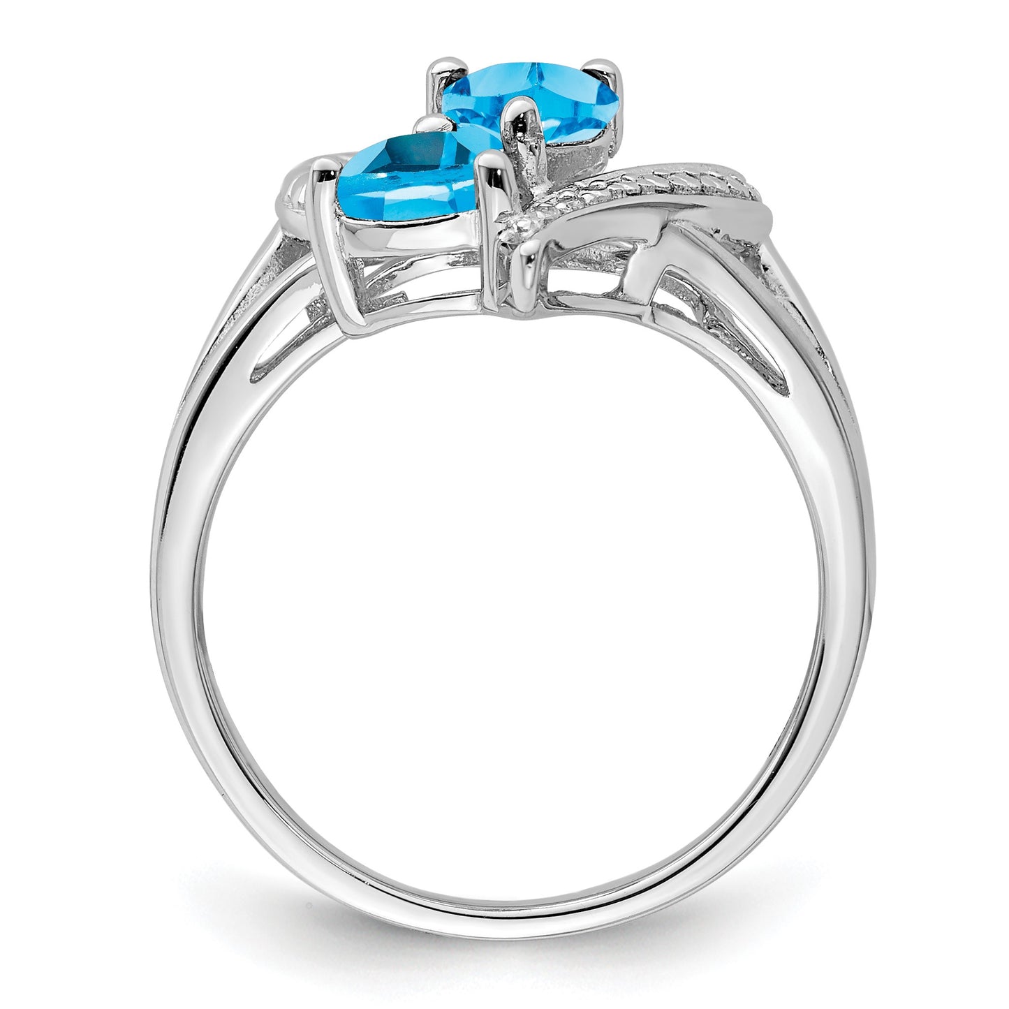 Sterling Silver Rhodium Blue Topaz Diam. Ring