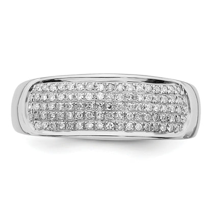 Sterling Silver Rhodium Plated Diamond Ladies Band